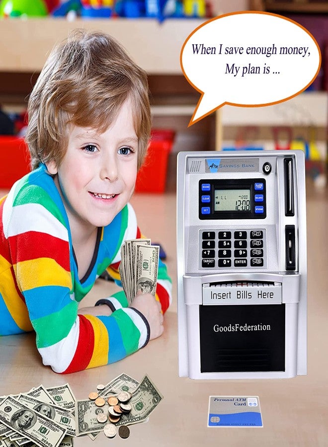 GoodsFederation ATM Piggy Bank for Real Money for Kids Adults,Toy Money Bank with Card,Password,Coin Recognition,Bill Feeder,Balance Calculator,Electronic Money Safe Coin Box,Hot Gift for Boys Girls - Image 5